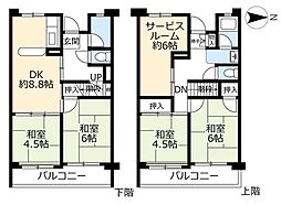 UR豊成 3階4DKの間取り
