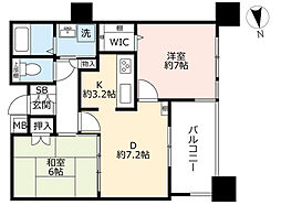 アクアタウン納屋橋住宅棟 2DKの間取図画像