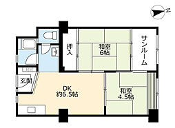 UR都市機構津島団地5号棟 2DKの間取図画像