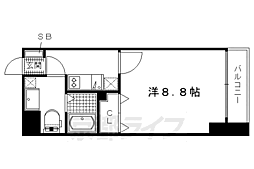 京都市営烏丸線 今出川駅 徒歩17分の賃貸マンション 2階1Kの間取り
