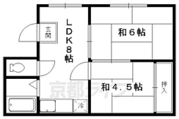 京都市営烏丸線 今出川駅 徒歩8分の賃貸マンション 2階2DKの間取り