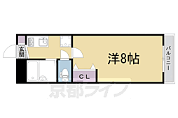 ラヴィ一乗寺 1階1Kの間取り