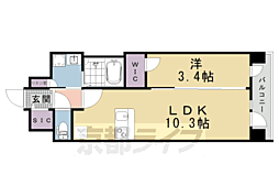 京都市営烏丸線 十条駅 徒歩4分の賃貸マンション 5階1LDKの間取り