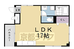 京都市営烏丸線 烏丸御池駅 徒歩5分の賃貸アパート 6階ワンルームの間取り
