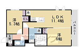 阪急京都本線 西院駅 徒歩5分の賃貸アパート 3階2LDKの間取り