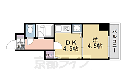 阪急京都本線 大宮駅 徒歩9分の賃貸マンション 1階1DKの間取り
