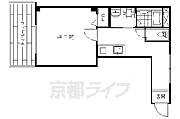 京福電気鉄道北野線 北野白梅町駅 徒歩19分の賃貸マンション 2階1Kの間取り