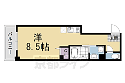 京都市営烏丸線 四条駅 徒歩5分の賃貸マンション 4階ワンルームの間取り