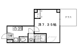京都市営烏丸線 北大路駅 徒歩17分の賃貸マンション 1階1Kの間取り