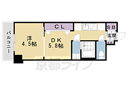 JR東海道・山陽本線 西大路駅 徒歩10分の賃貸マンション 1階1DKの間取り