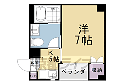 京都市営烏丸線 四条駅 徒歩10分の賃貸マンション 5階1Kの間取り