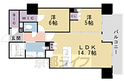 阪急京都本線 大宮駅 徒歩4分の賃貸マンション 2階2LDKの間取り