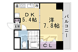 京都市営烏丸線 五条駅 徒歩4分の賃貸マンション 5階1DKの間取り