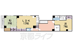 阪急京都本線 大宮駅 徒歩9分の賃貸マンション 5階2LDKの間取り
