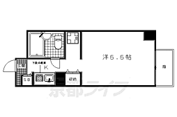 京都市営烏丸線 五条駅 徒歩7分の賃貸マンション 1階1Kの間取り
