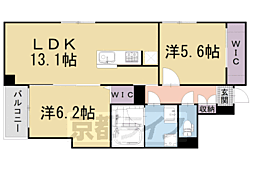 京都市営烏丸線 烏丸御池駅 徒歩10分の賃貸マンション 1階2LDKの間取り