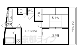 パラシオン堤 2階2LDKの間取り