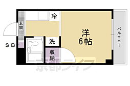 京都市営烏丸線 北山駅 徒歩17分の賃貸アパート 2階1Kの間取り