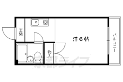 京都市営烏丸線 今出川駅 徒歩15分の賃貸マンション 2階1Kの間取り