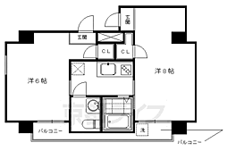 阪急京都本線 大宮駅 徒歩10分の賃貸マンション 3階2Kの間取り