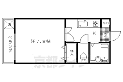京都市営烏丸線 北大路駅 徒歩30分の賃貸アパート 2階1Kの間取り
