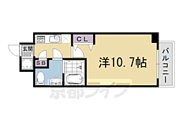 阪急京都本線 大宮駅 徒歩8分の賃貸マンション 8階1Kの間取り