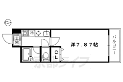 京都市営烏丸線 北大路駅 徒歩27分の賃貸マンション 3階1Kの間取り