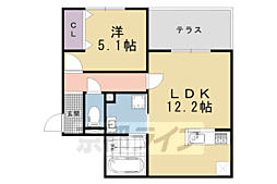 JR東海道・山陽本線 西大路駅 徒歩12分の賃貸アパート 1階1LDKの間取り