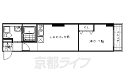 京都市営烏丸線 烏丸御池駅 徒歩3分の賃貸マンション 4階1LDKの間取り