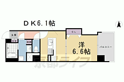 JR東海道・山陽本線 京都駅 徒歩11分の賃貸マンション 5階1DKの間取り