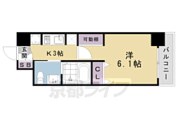 JR東海道・山陽本線 西大路駅 徒歩9分の賃貸マンション 4階1Kの間取り