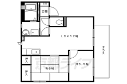 京都市営烏丸線 北大路駅 徒歩27分の賃貸アパート 1階2LDKの間取り