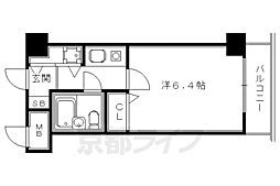 京都市営烏丸線 四条駅 徒歩3分の賃貸マンション 4階1Kの間取り