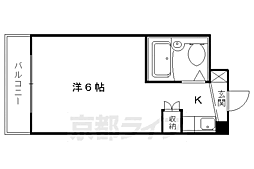 阪急京都本線 西院駅 徒歩5分の賃貸マンション 3階1Kの間取り