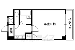 京都市営烏丸線 今出川駅 徒歩10分の賃貸マンション 2階1Kの間取り
