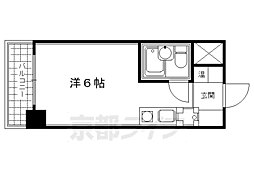 京都市営烏丸線 五条駅 徒歩9分の賃貸マンション 6階1Kの間取り