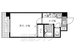 京福電気鉄道北野線 北野白梅町駅 徒歩9分の賃貸マンション 5階1Kの間取り