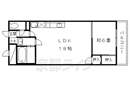 京都市営烏丸線 今出川駅 徒歩15分の賃貸マンション 1階1LDKの間取り