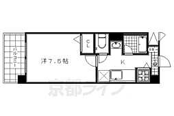 京阪本線 清水五条駅 徒歩10分の賃貸マンション 2階1Kの間取り