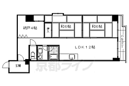 京都市営烏丸線 五条駅 徒歩5分の賃貸マンション 9階2SLDKの間取り
