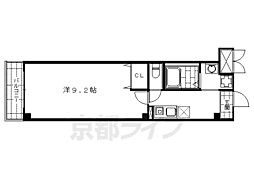京都市営烏丸線 烏丸御池駅 徒歩5分の賃貸マンション 3階1Kの間取り