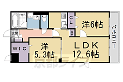 アジュール修学院 1階2LDKの間取り