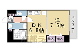 京都市営烏丸線 四条駅 徒歩10分の賃貸マンション 9階1DKの間取り