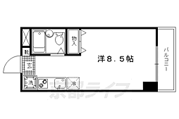 京都市営烏丸線 鞍馬口駅 徒歩8分の賃貸マンション 3階ワンルームの間取り