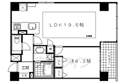 京都市営烏丸線 四条駅 徒歩7分の賃貸マンション 7階1LDKの間取り