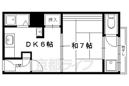 アミティエ一乗寺 1DKの間取図画像