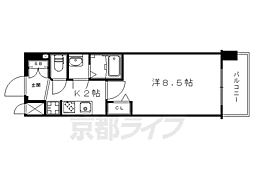 ベラジオ京都一乗寺2 1Kの間取図画像