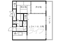 京都市営烏丸線 今出川駅 徒歩9分の賃貸マンション 11階2LDKの間取り