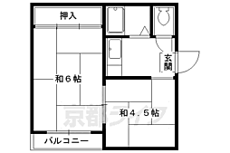 JR山陰本線 円町駅 徒歩7分の賃貸マンション 2階2Kの間取り