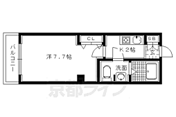 京都市営烏丸線 丸太町駅 徒歩11分の賃貸アパート 1階1Kの間取り